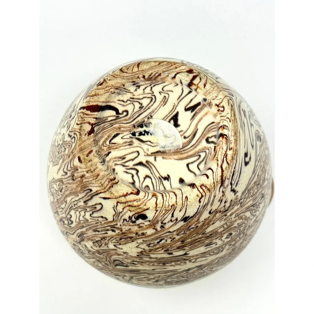 Japanese Nerikomi Neriage Marbled Agateware Pottery Vase with Ring Handles